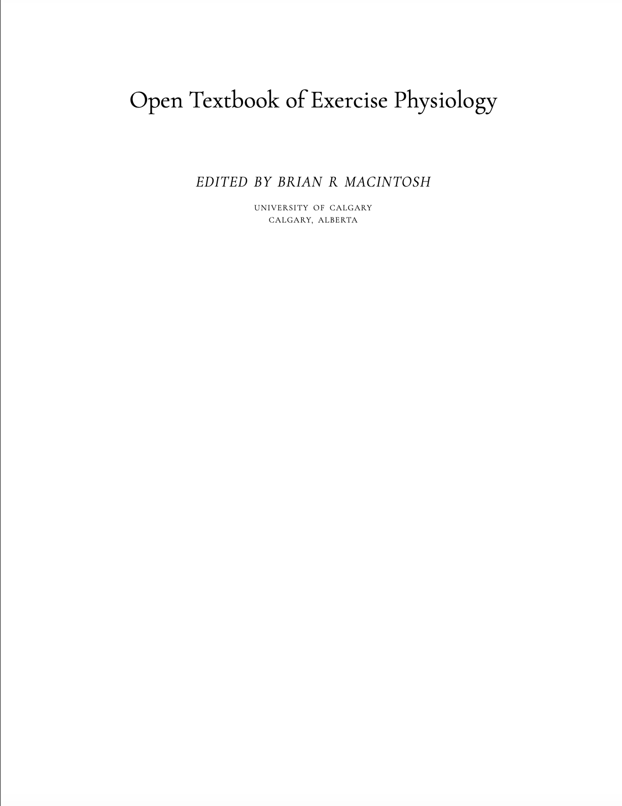 Open Textbook of Exercise Physiology