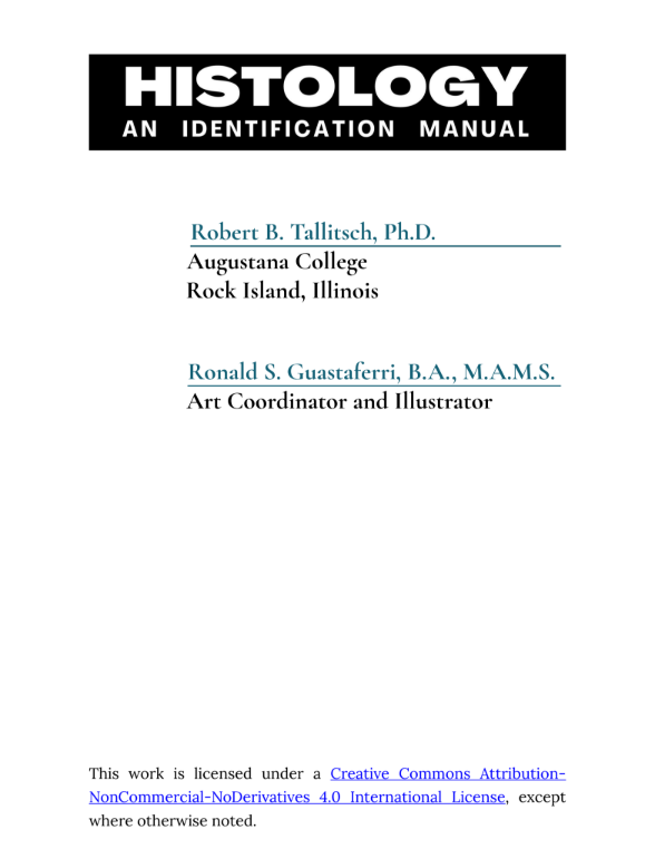 Histology: An Identification Manual