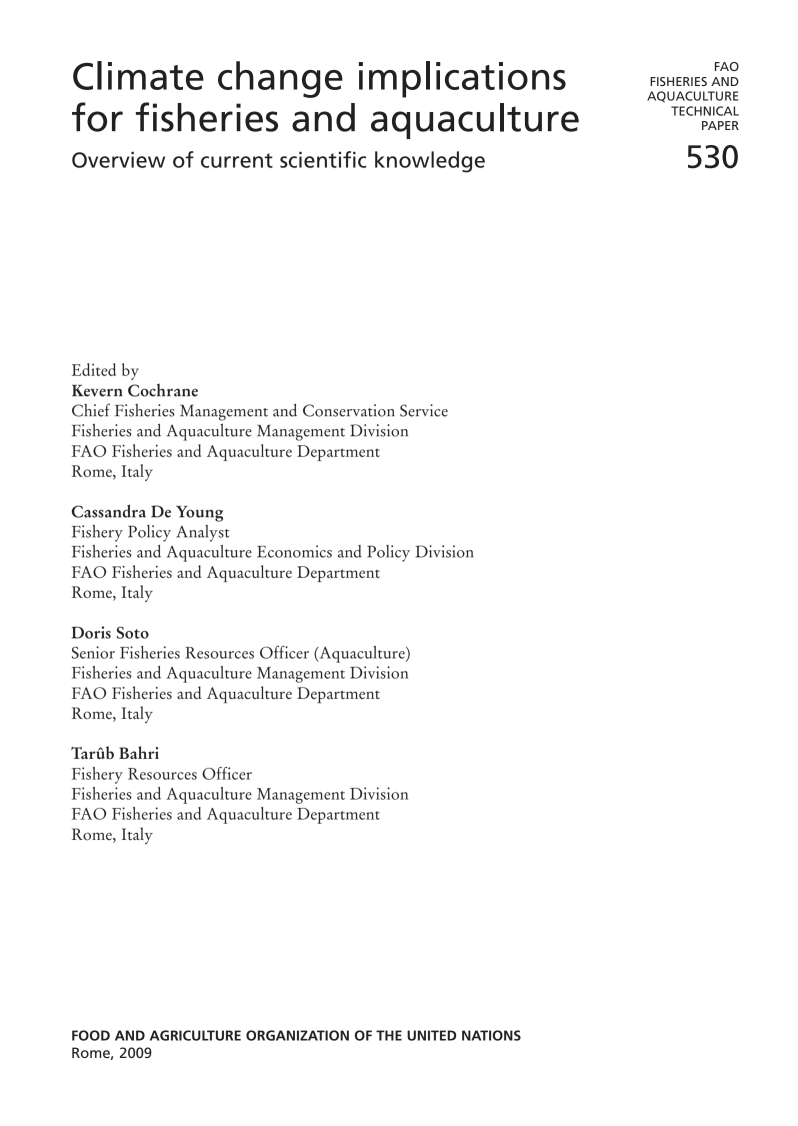 Climate change implications for fisheries and aquaculture