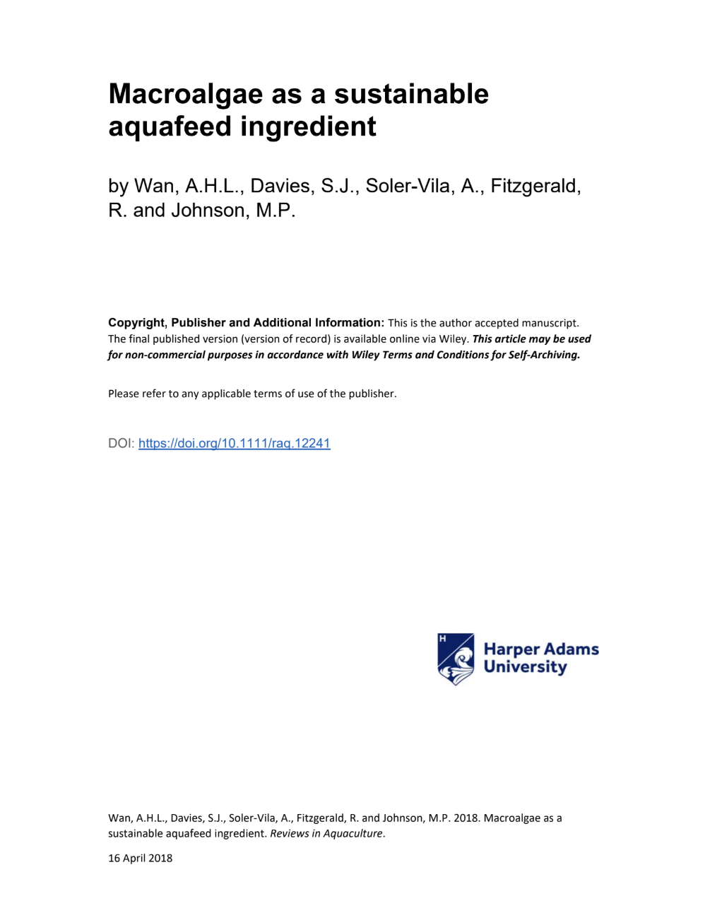 Macroalgae as a sustainable aquafeed ingredient