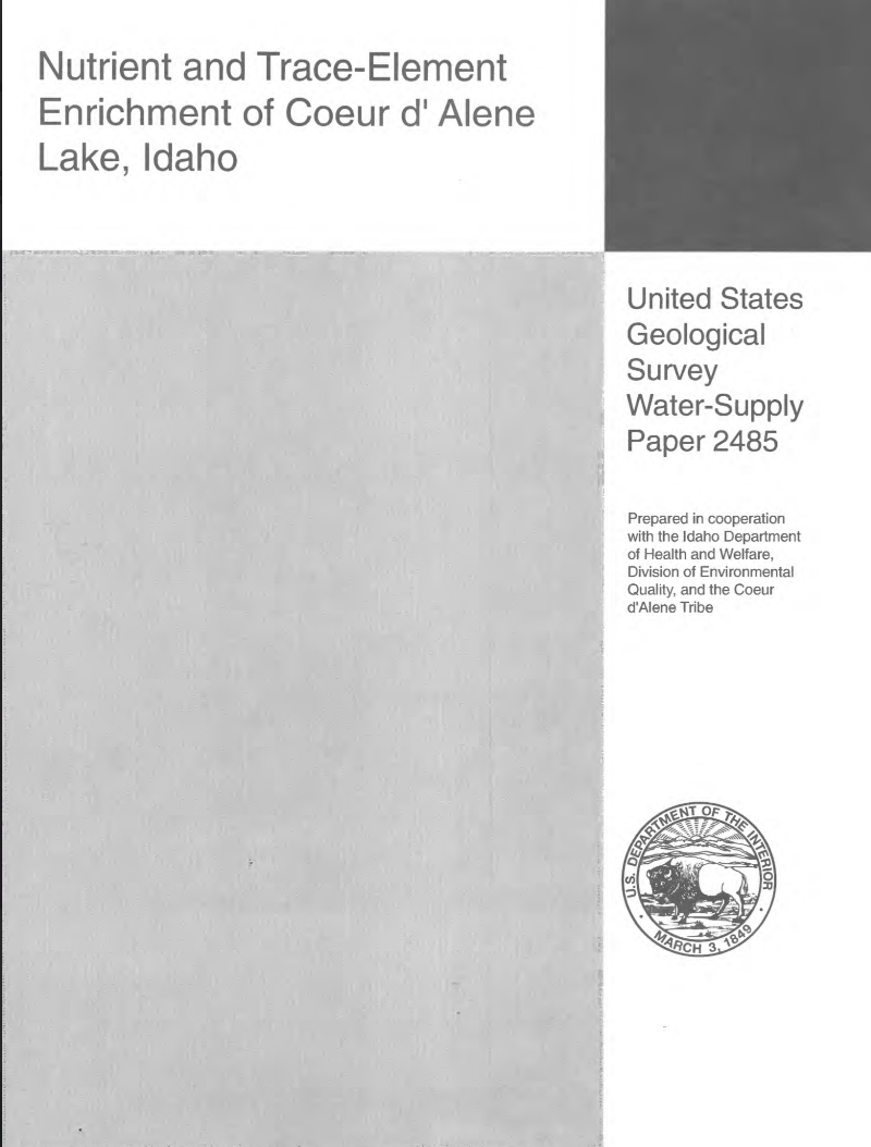 Nutrient and Trace-Element Enrichment of Coeur d1 Alene Lake, Idaho