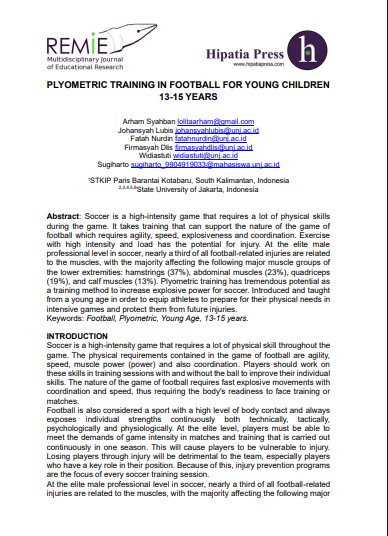 PLYOMETRIC TRAINING IN FOOTBALL FOR YOUNG CHILDREN 13-15 YEARS